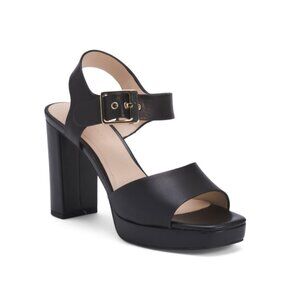 LIVERPOOL LA Black Leather Celebrity Heeled Sandals